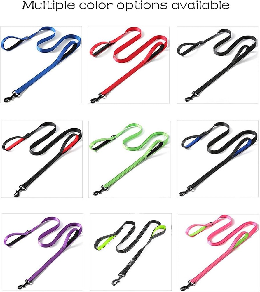 Heavy Duty Dog Leash - 2 Handles by Padded Traffic Handle for Extra Control