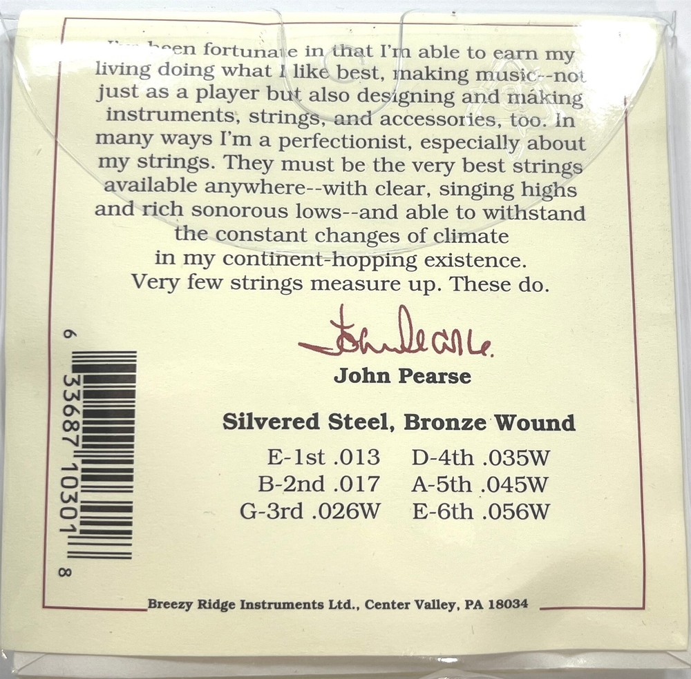 John Pearse Guitar Strings Acoustic Medium #300M Bronze Wound
