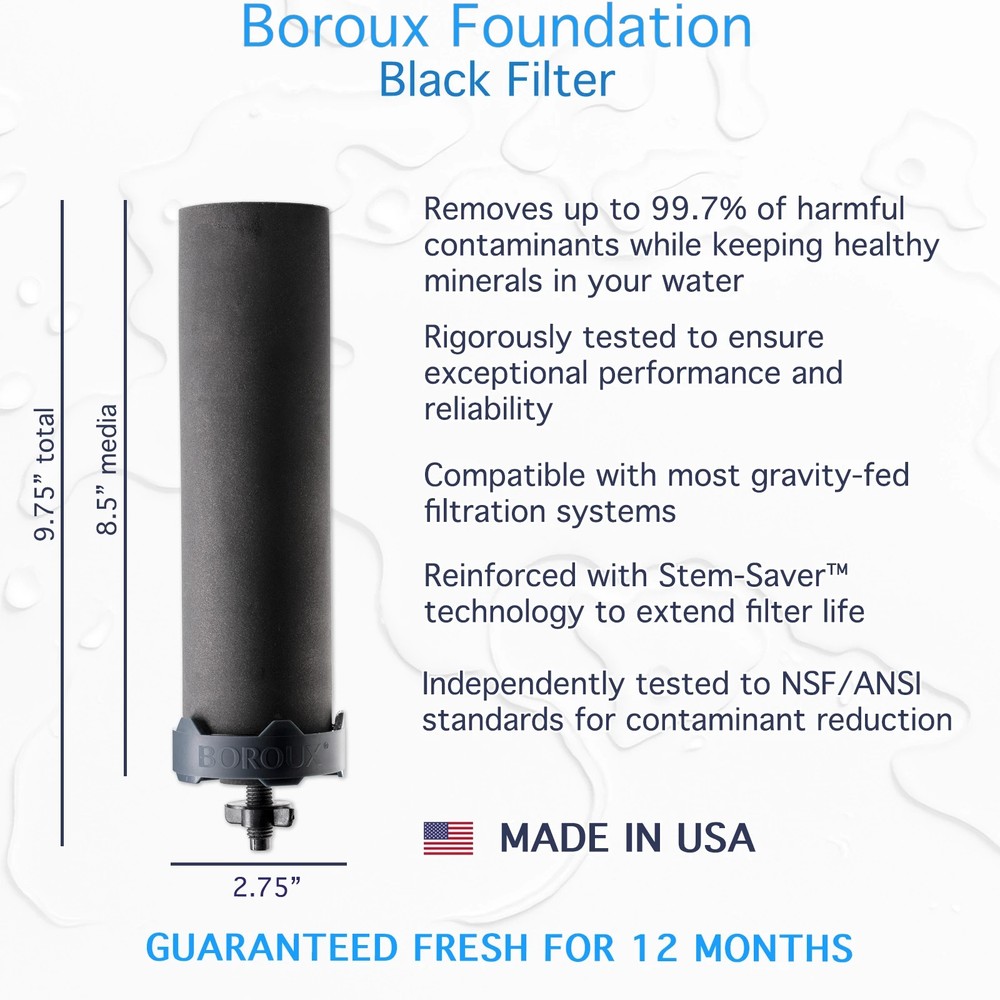 Berkey Water Filter System with Premium Boroux Foundation Black Filters