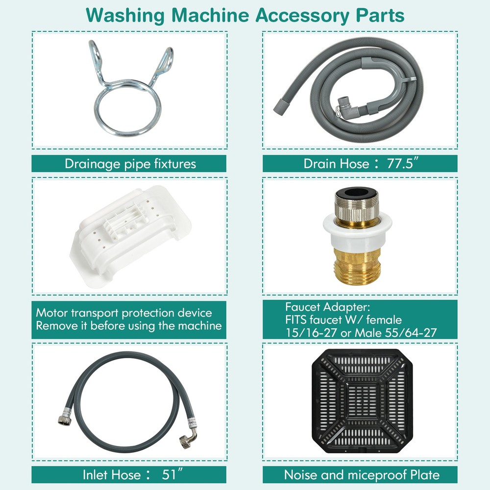 Costway 8lbs Portable Fully Automatic Washing Machine W/ Drain Pump
