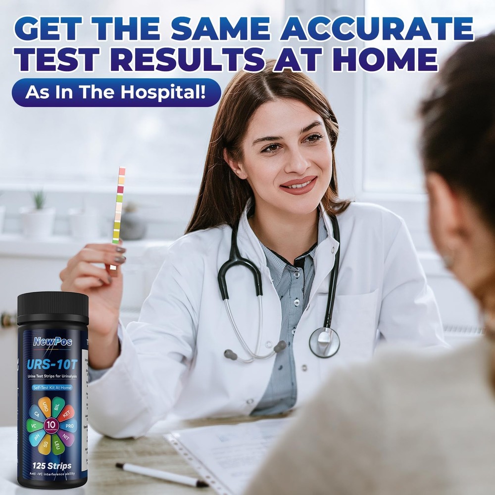 10-in-1 Urine Test Strips for UTI, pH, Protein, Kidney & Liver Function