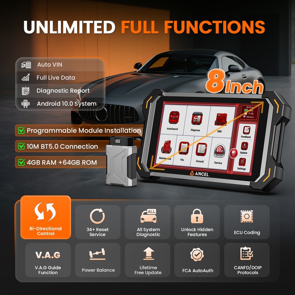 ANCEL DS600 BT OBD2 Scanner All System Diagnostic Tool IMMO/Key Programming