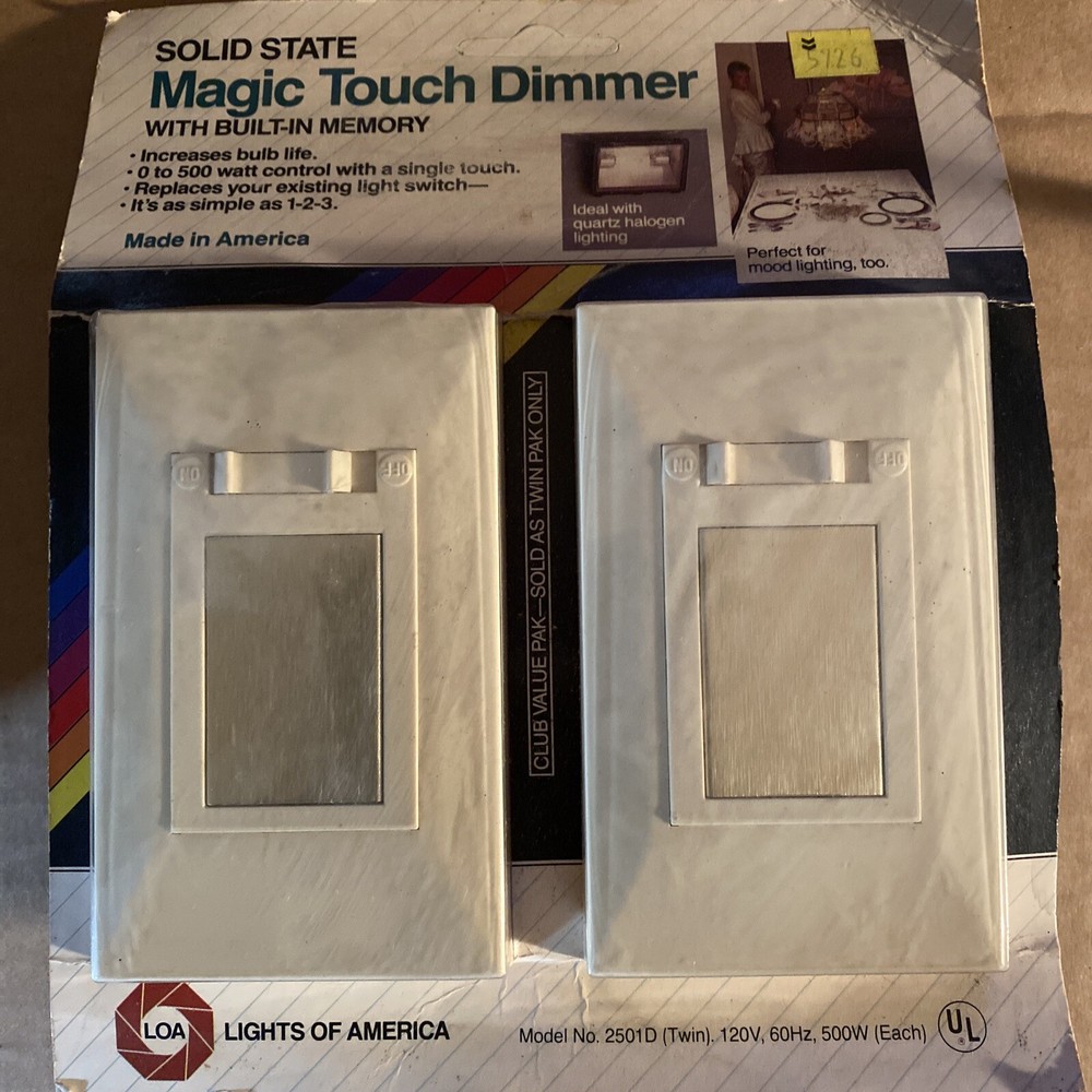 Vtg Solid State Magic Touch Dimmer Light Switch W / Built  In Memory Twin Pak