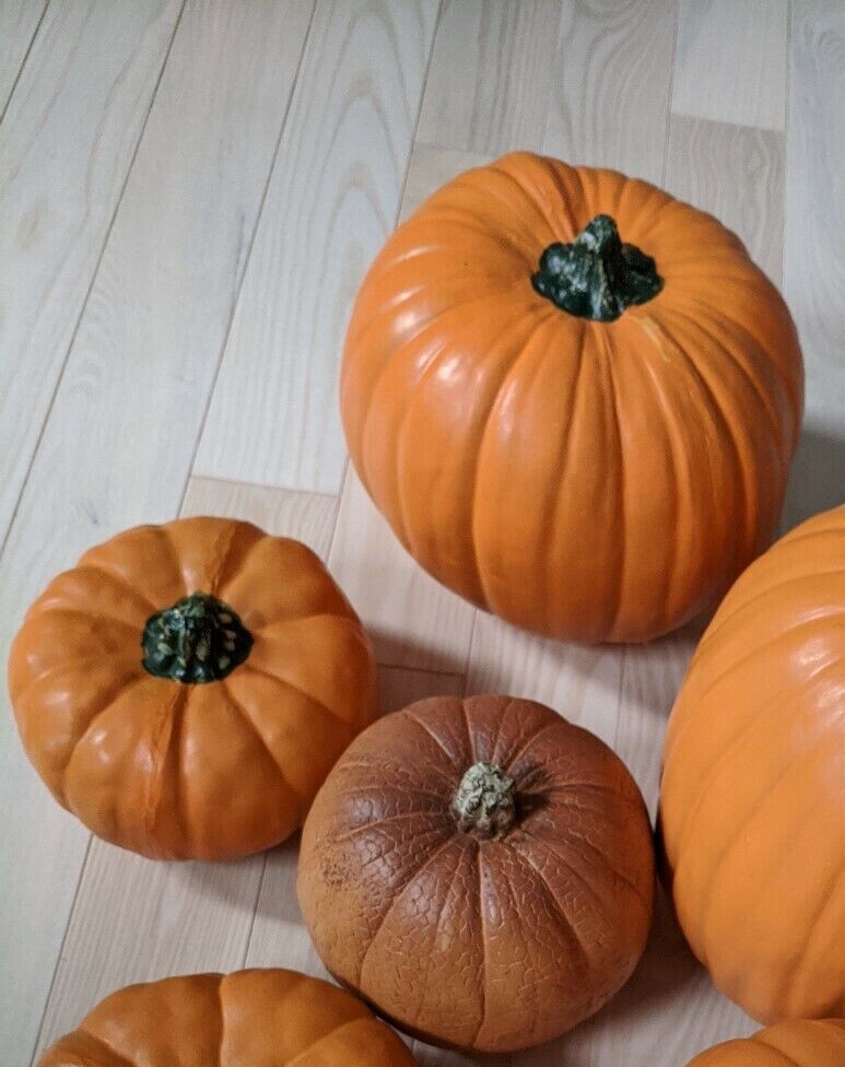3 Decorative Craft Pumpkins sizes 9"/6" Orange