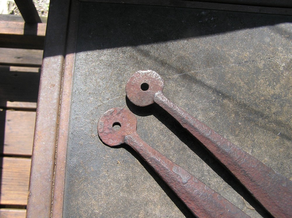 Pair (2) 26 inch blacksmith wrought iron barn hinges