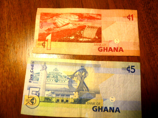 GHANA 2 BANKNOTES IN XF