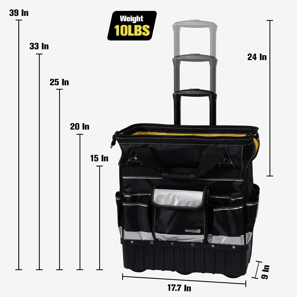 MARUTAI 18‘’ Rolling Tool Bag, Waterproof Tool Bag with Wheels