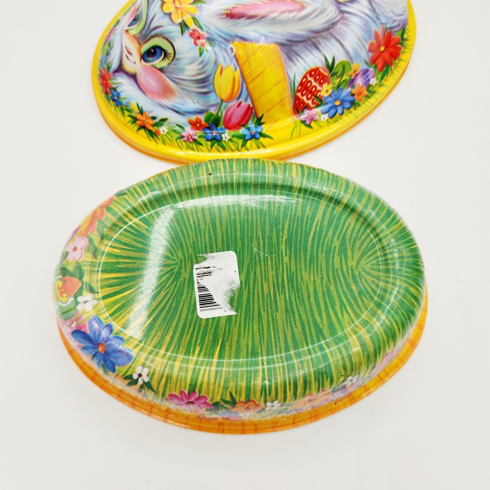 VTG Easter Kitsch Bunny On Nest Chicks Candy Container Lid Basket Egg Decor 9"