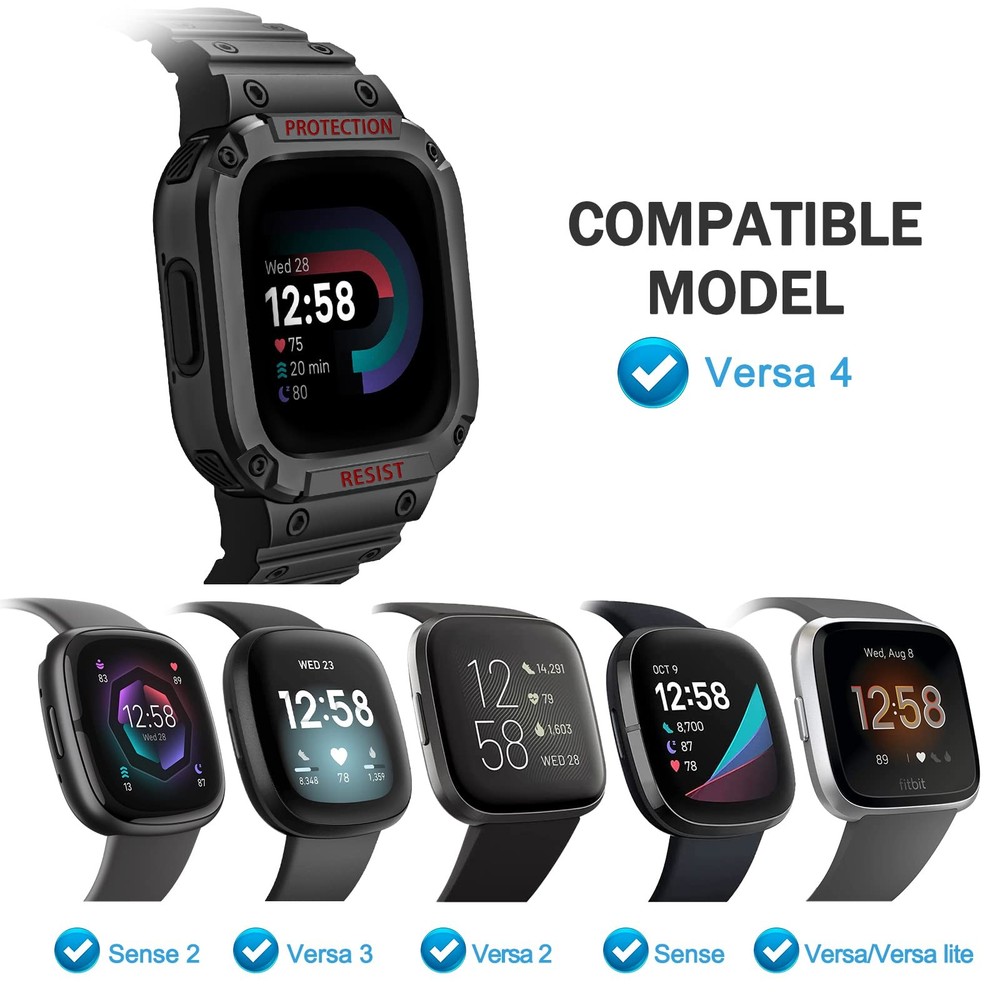 Bands with Case Compatible with Fitbit Versa 4/3/2/1/Versa Lite/Fitbit Sense ...