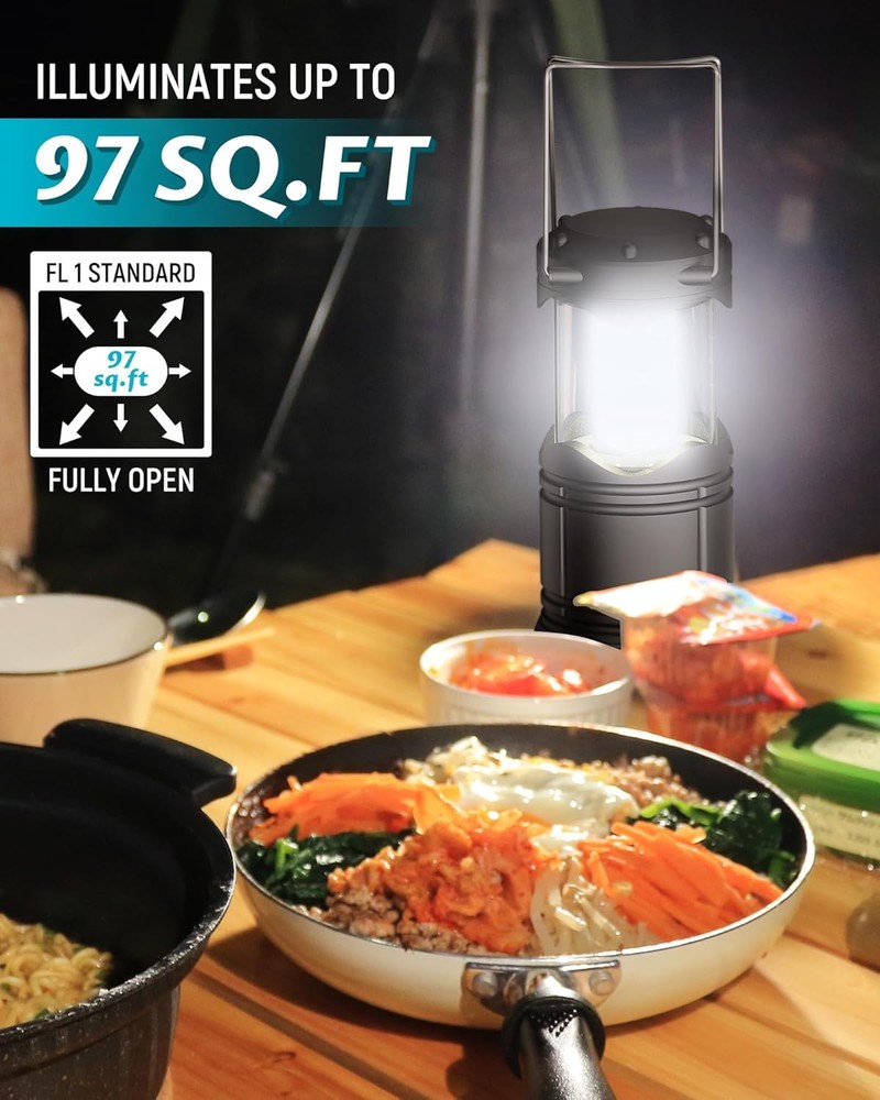 Lichamp 4 Pack LED Camping Lanterns, Battery Powered Lights Gray