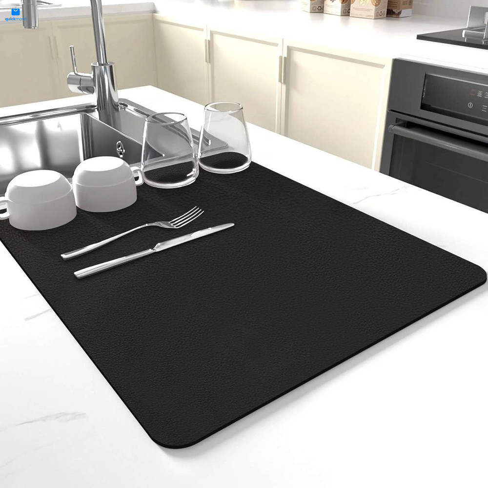 Dish Drying Mat for Kitchen Counter,Drying 12 x 19, Black