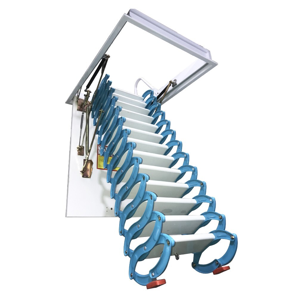 13 Steps Blue Attic Pull Down Ceiling Ladder Stairs 10.5ft Loft Ladder Folding