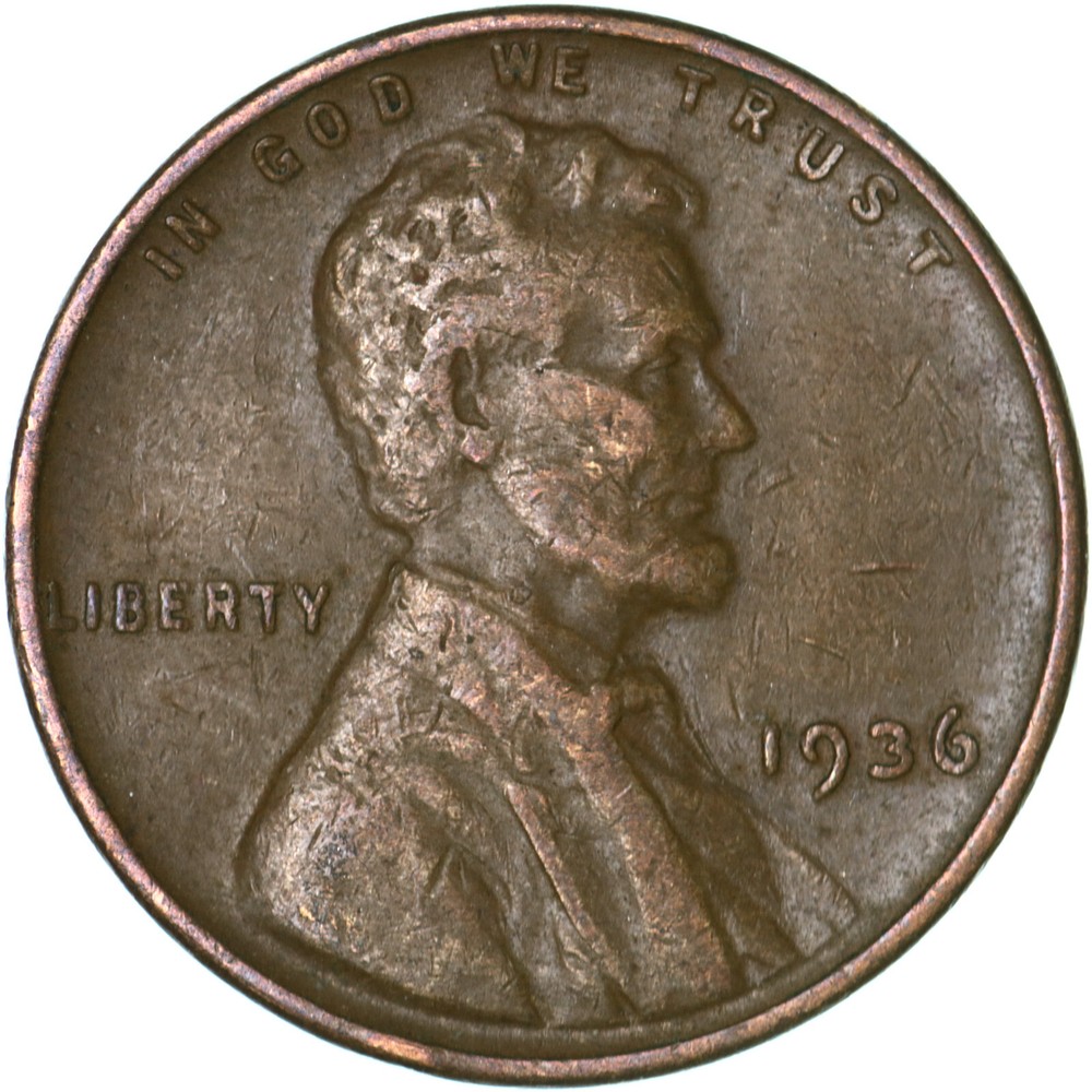 1936 (P) Lincoln Wheat Cent Very Fine Penny VF