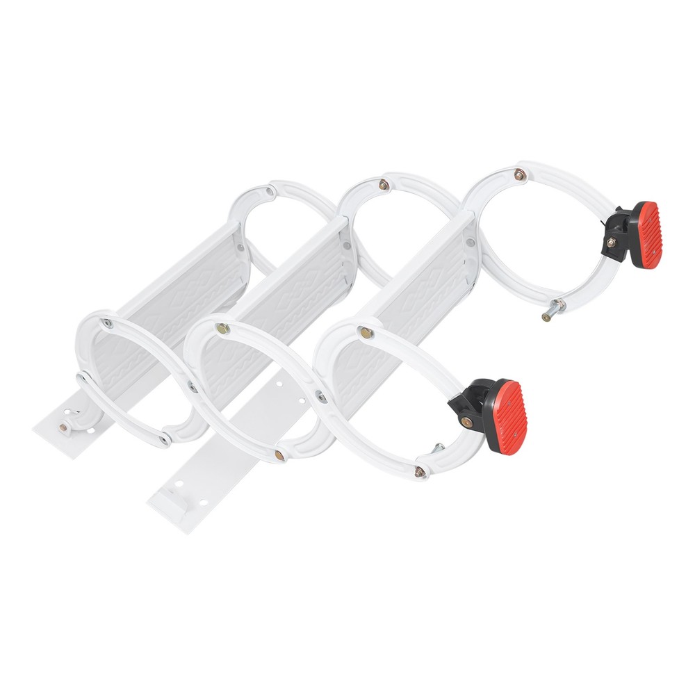 3 Steps Wall Mounted Retractable Ladder Pull Down Telescoping Step Ladder White