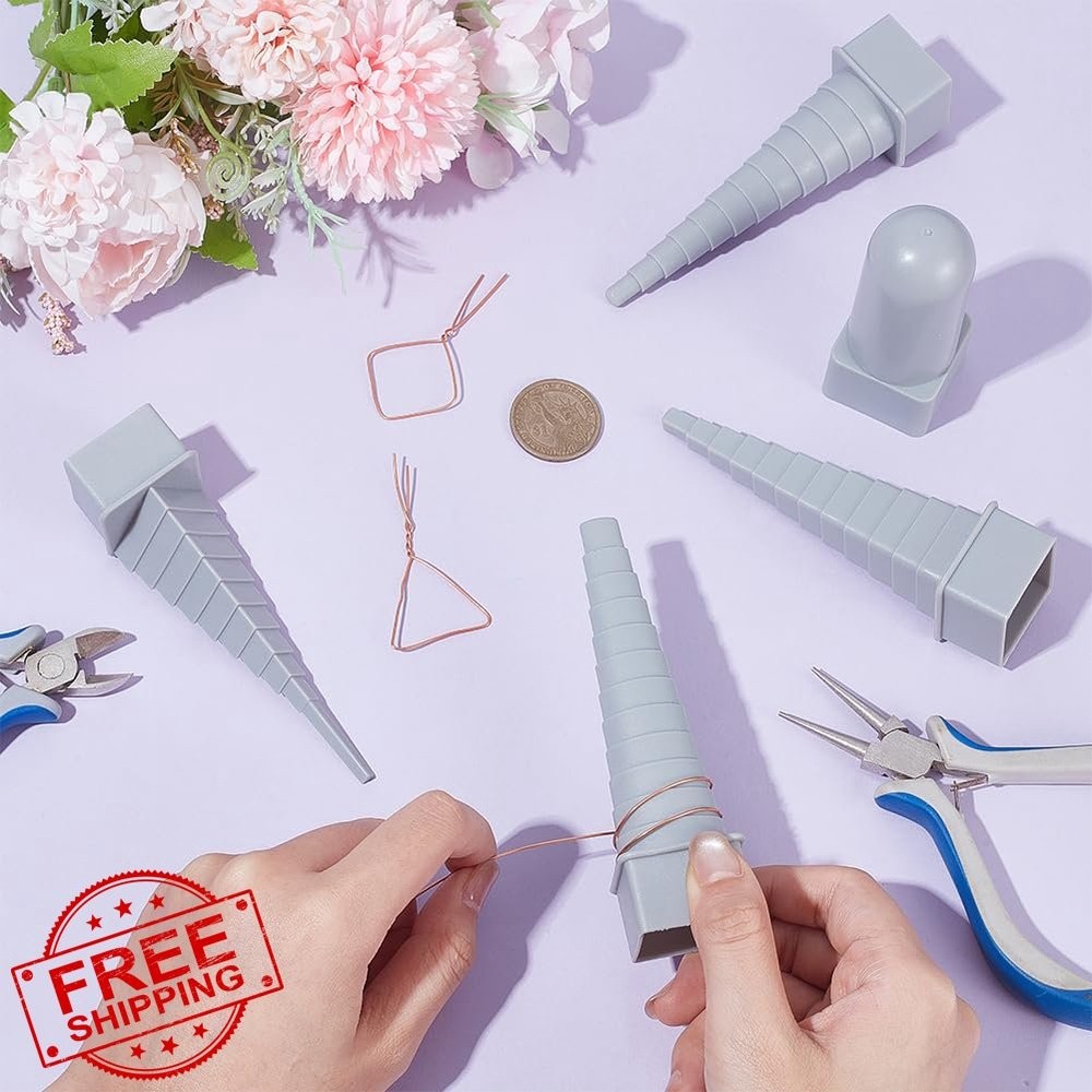 UNICRAFTALE Wire Wrapping Kit 5 Styles Plastic Mandrel Tool