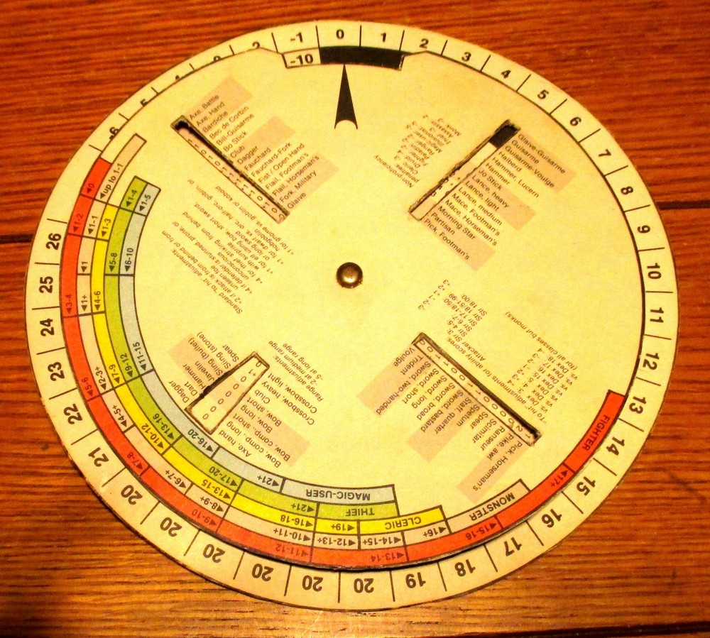 1983 Advanced Dungeons & Dragons Combat Results Turntable 7 3/4" Diameter