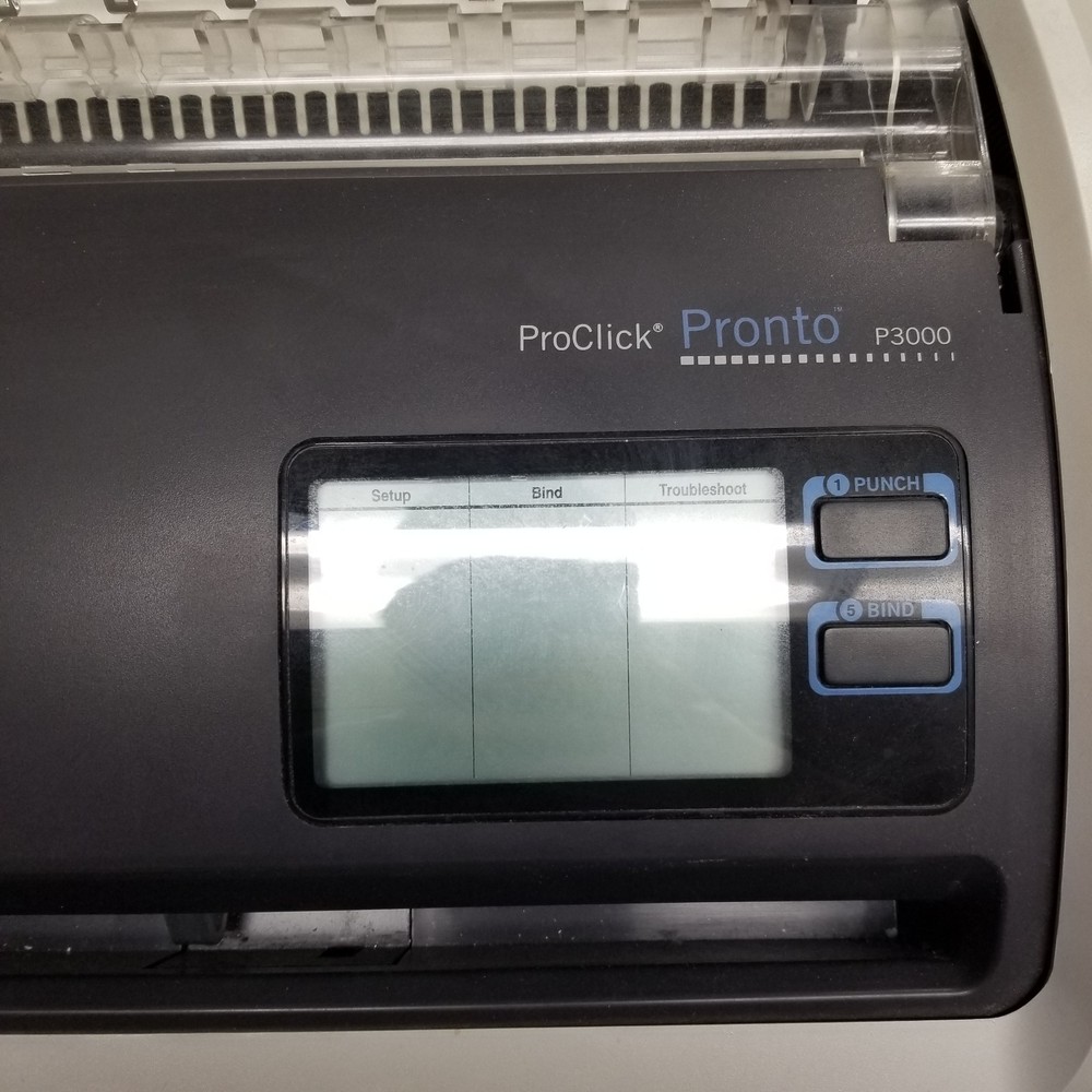 GBC ProClick Pronto P3000 Gray LCD Display Automatic Binding & Punch Machine