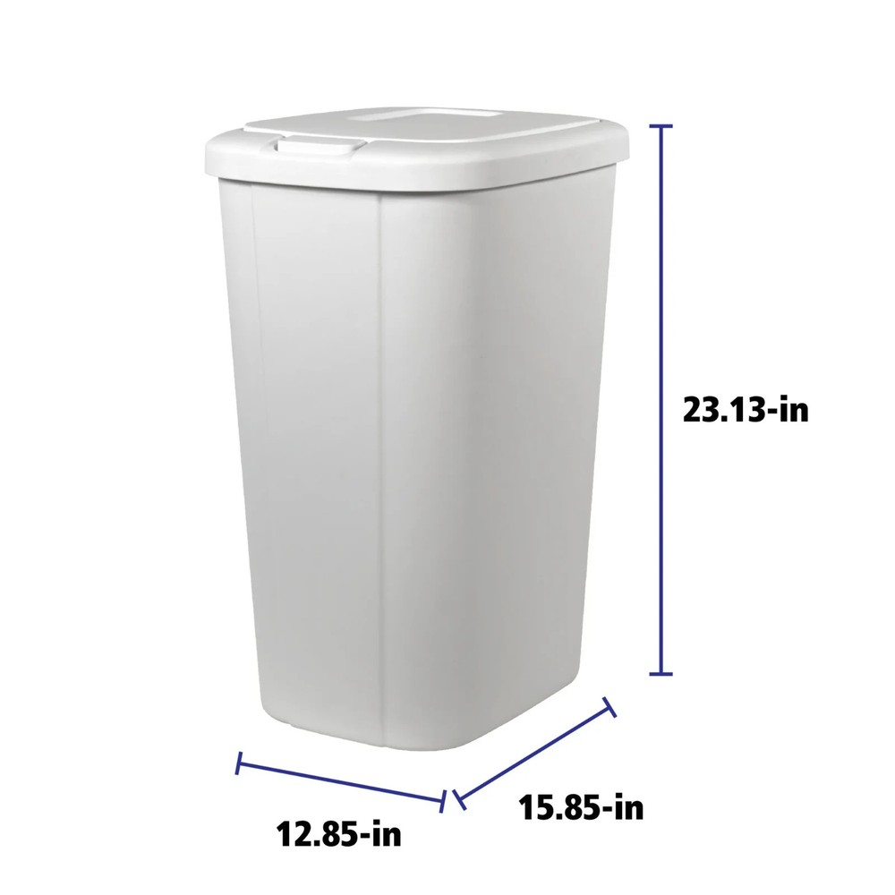 Hefty Kitchen Trash Can, 13.3 Gallon Plastic Touch Top Garbage Bin with Push But