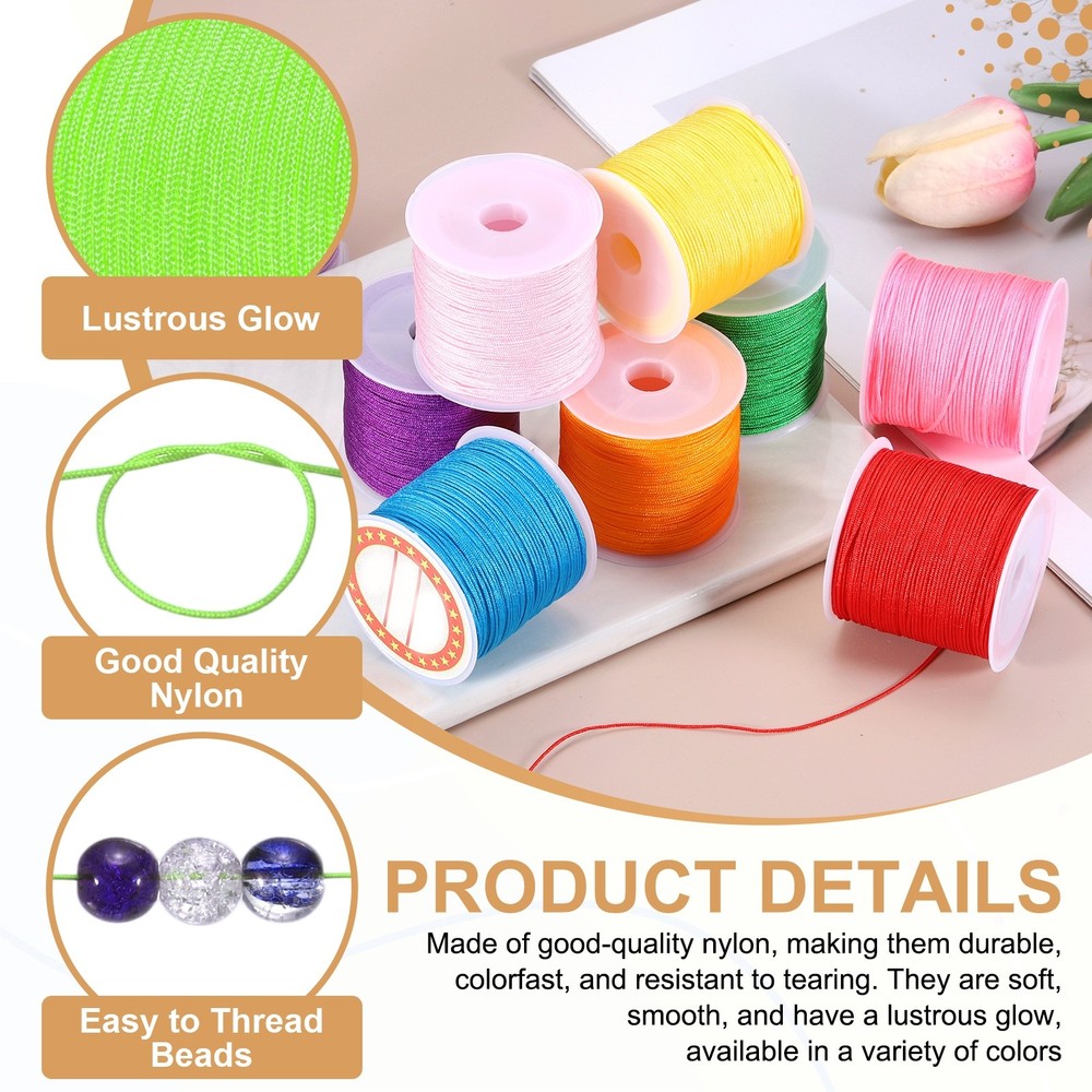 0.8mm String for Bracelets, 44 Yards Beading Thread(Fluorescent Green)