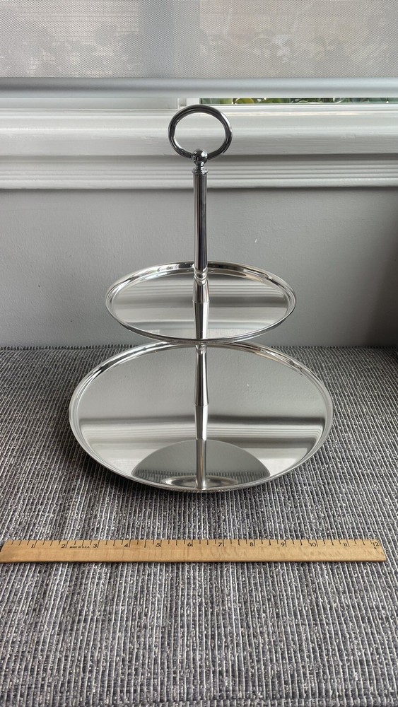 2 Tier Silver Plated Pastry Stand Made In Italy
