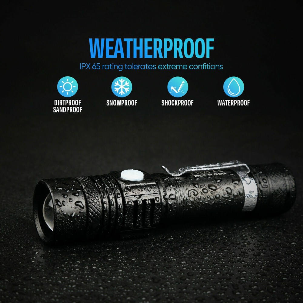 2PACK 99000000 LM Super Bright LED Tactical Flashlight Rechargeable Work Light