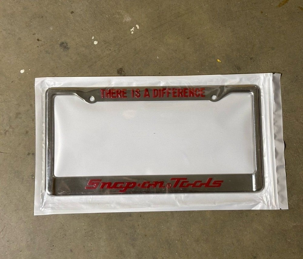 Silver/Red Snap On Tools There Is A Difference License Plate Frame - NEW