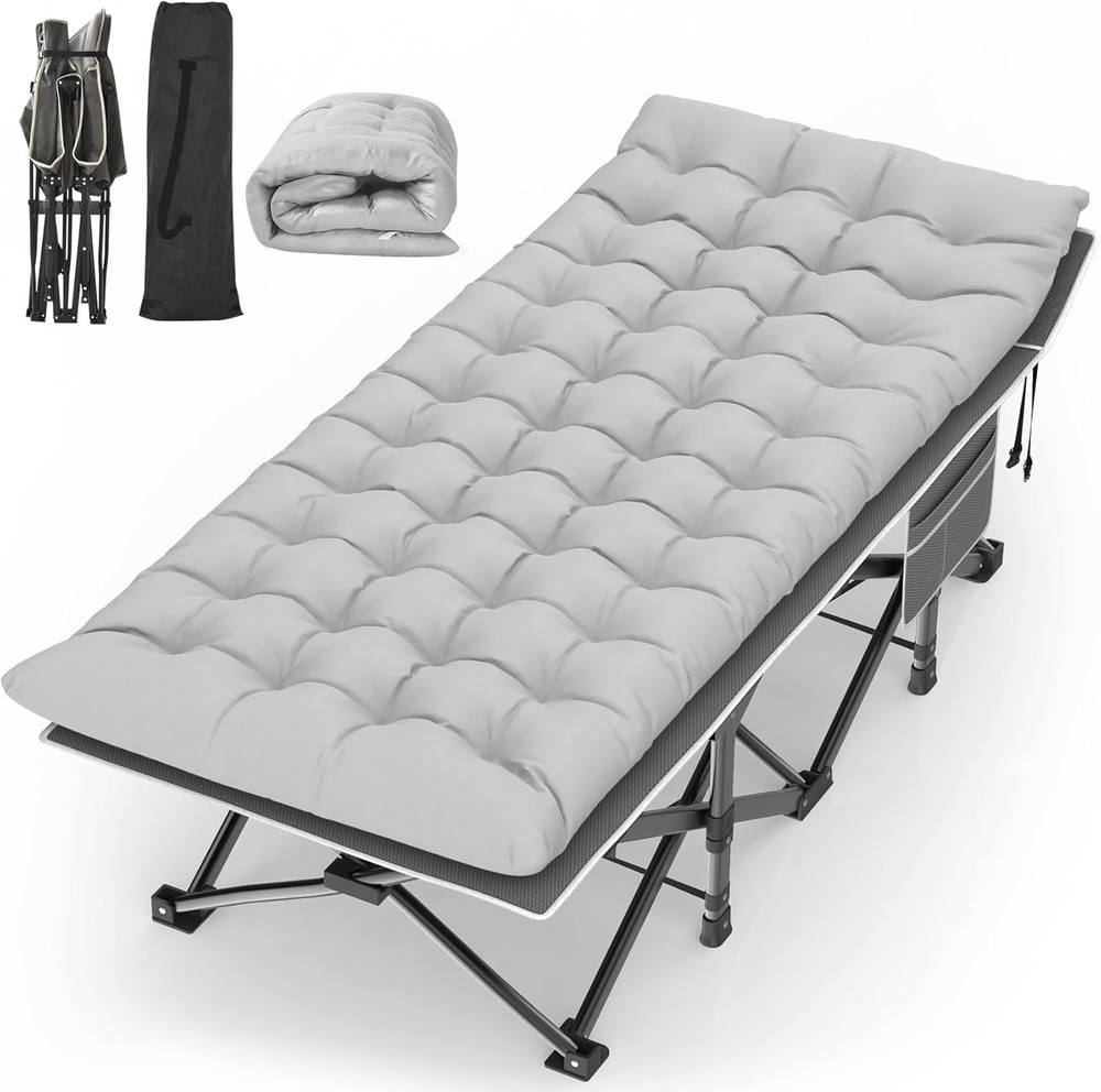 Camping Cot Folding Camping Cot Bed Adults Sleeping 1200D Double Layer Oxford
