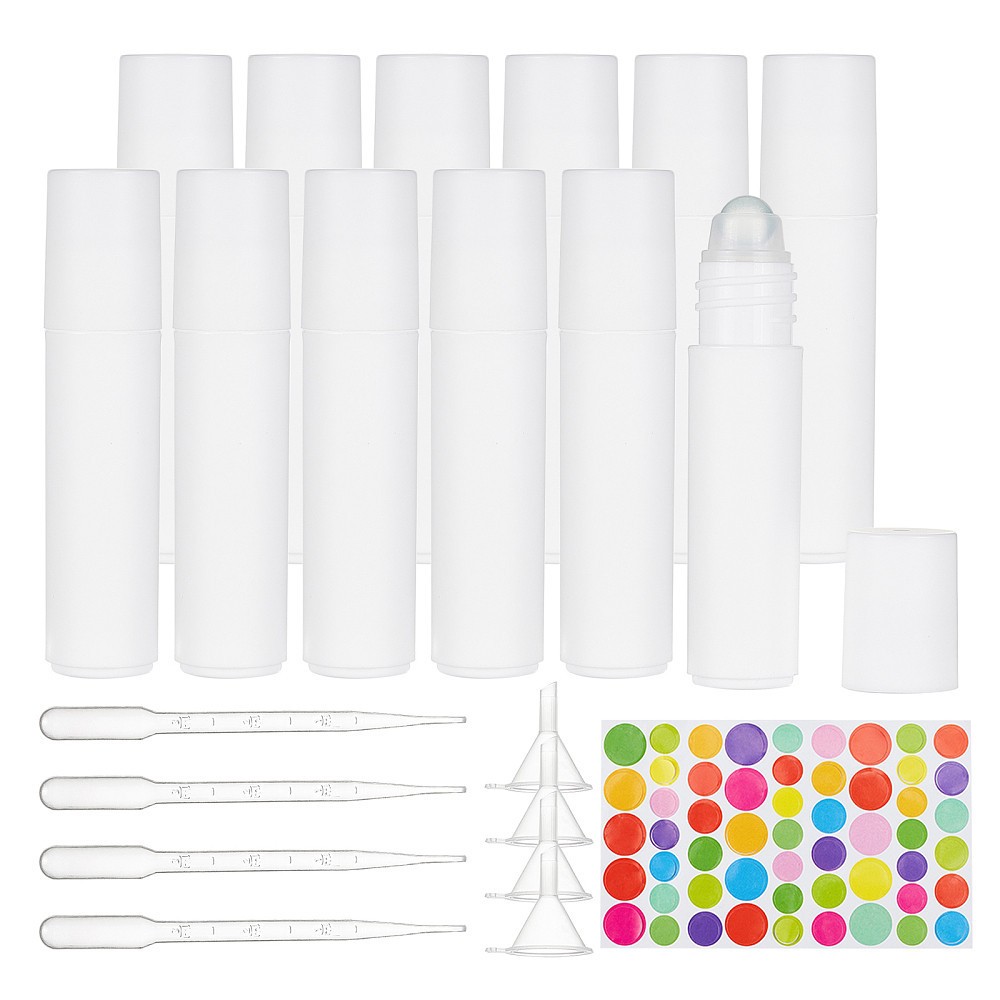 1box PP Plastic Essential Oil Empty Roller Ball Bottles with Glass Roller