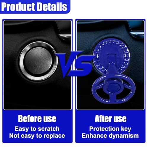 Car Joystick Push Start Button Cover, Cool Metal Auto Engine Start Stop Blue