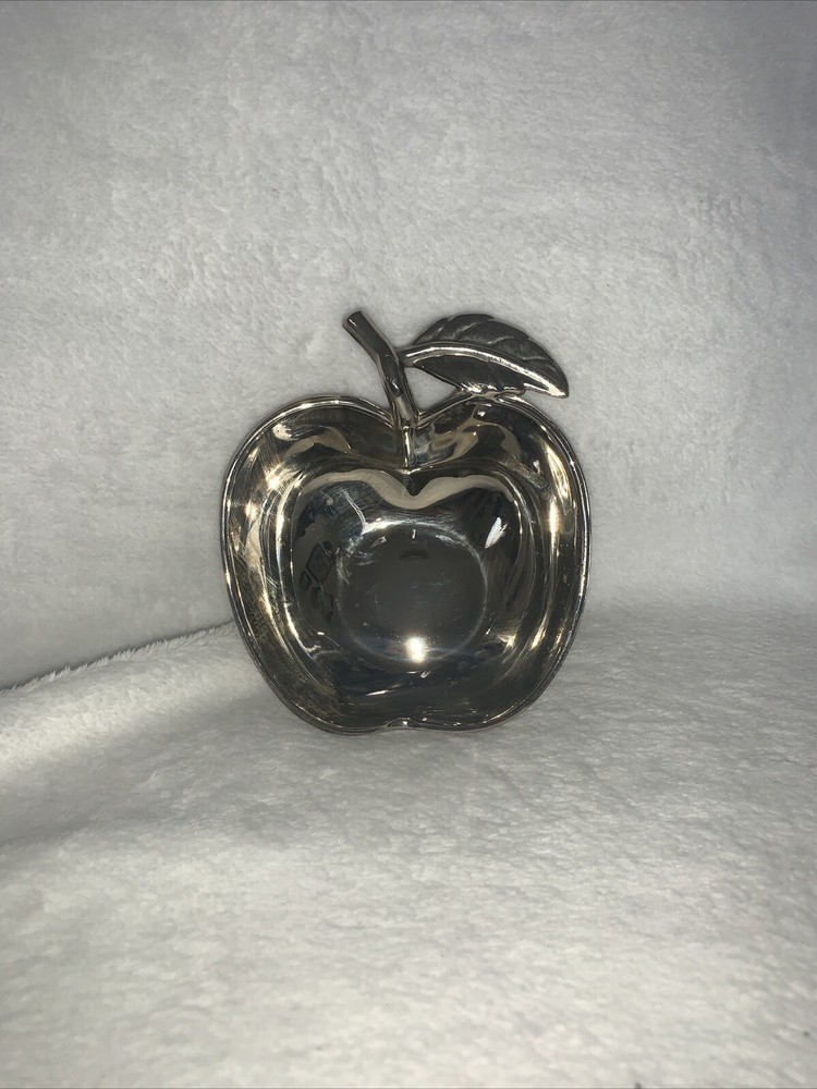 Vintage Silverplate Apple Shaped Dish Trinket Candy Nuts