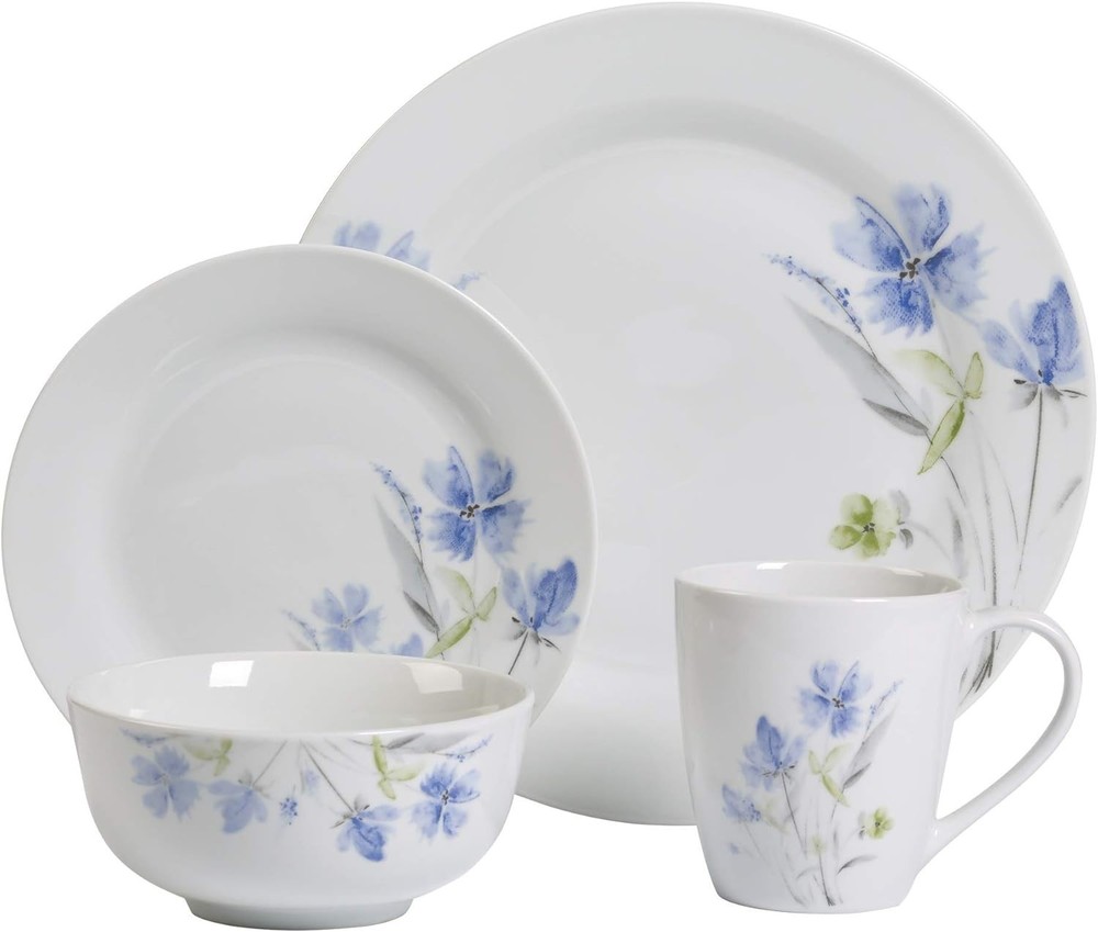 Tabletops Gallery Wildflower - 4 Pc Round Rim Dinnerware
