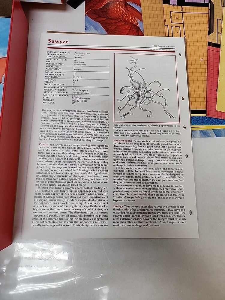 1993 TSR Advanced D&D Dragon Mountain Complete Beautiful