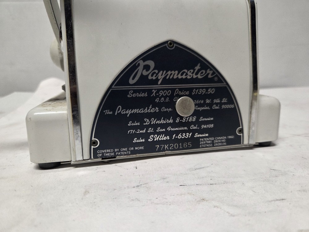 Paymaster Shenwider Sales Co From 1955 No Key