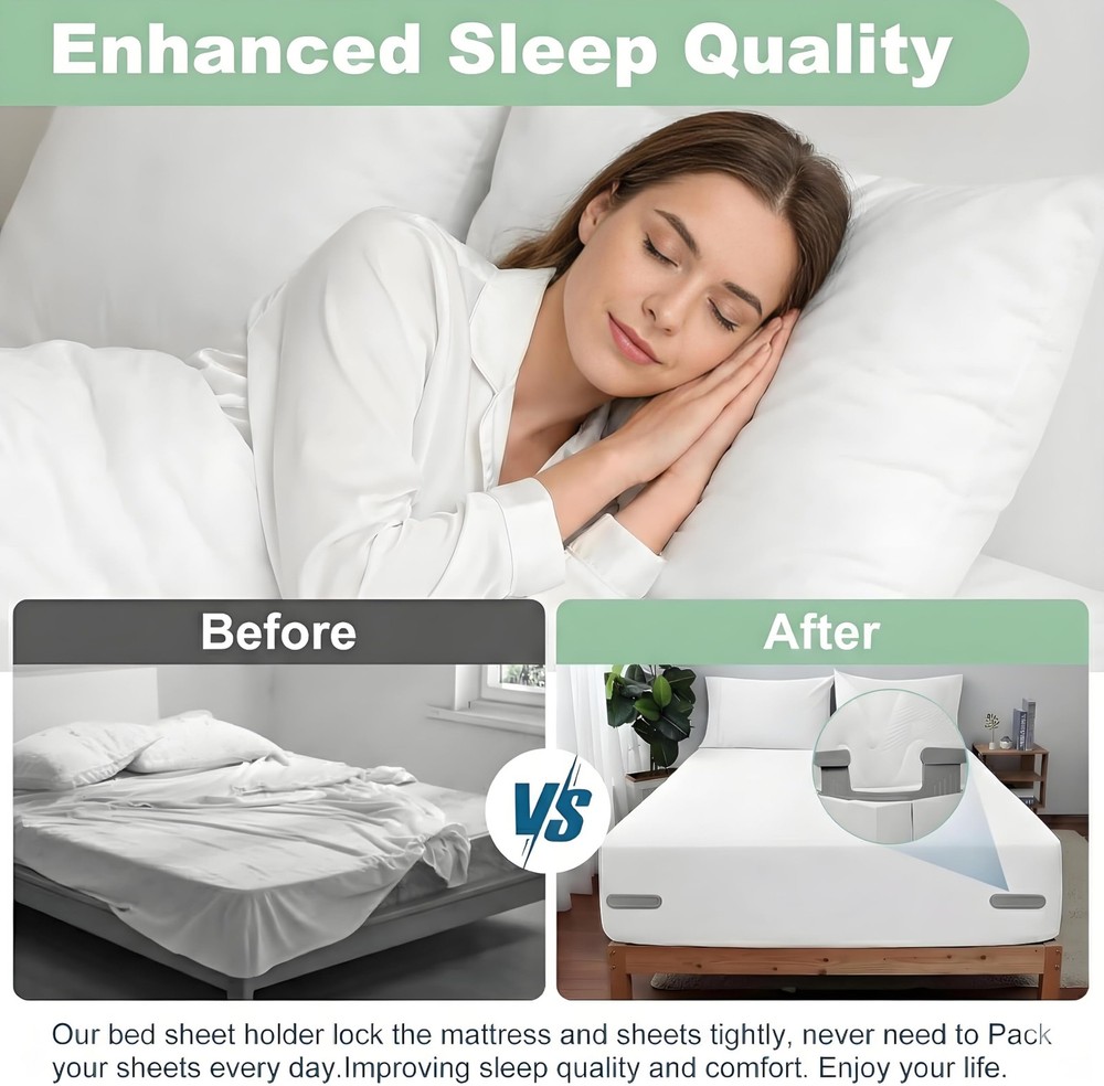 Bed Holders for Corners, Lock Holders, 4Pcs Fitted Holders Keep Sheets Firm &...