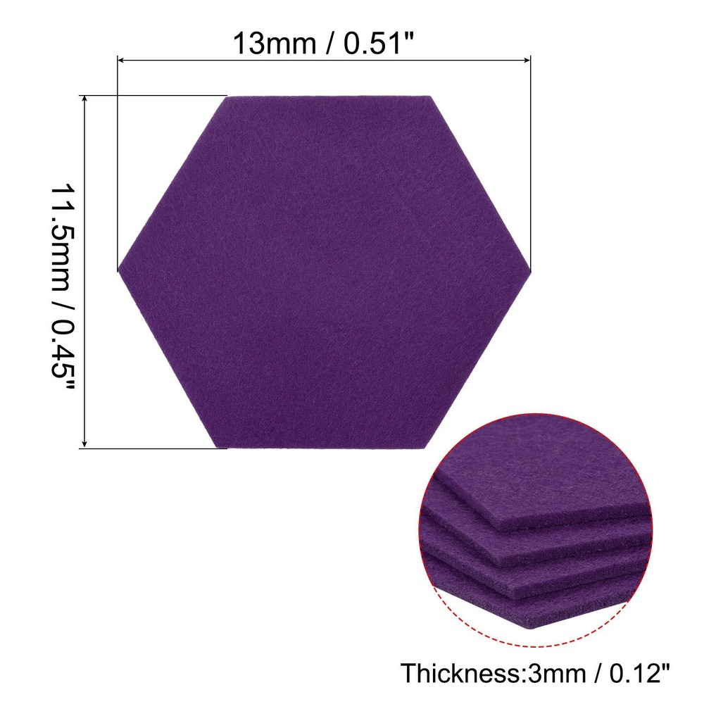 Felt Coasters 4pcs Hexagonal Purple Tampons