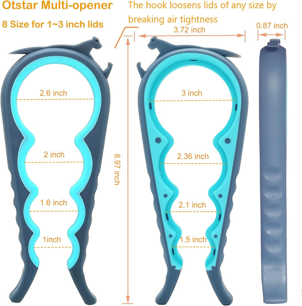 Jar Opener & Bottle Opener Set for Weak Hands - Multi-Function Kitchen Opener To