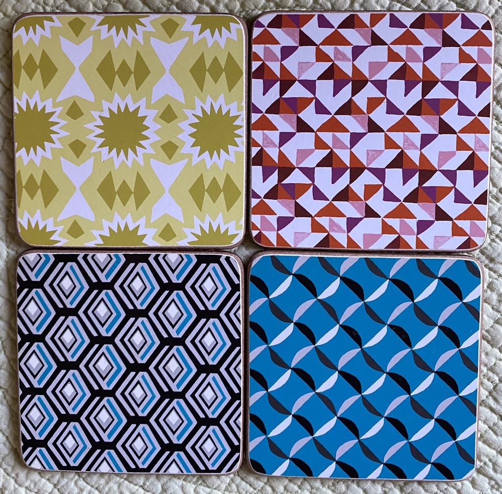 4pc Cork Back Coasters Set VGC