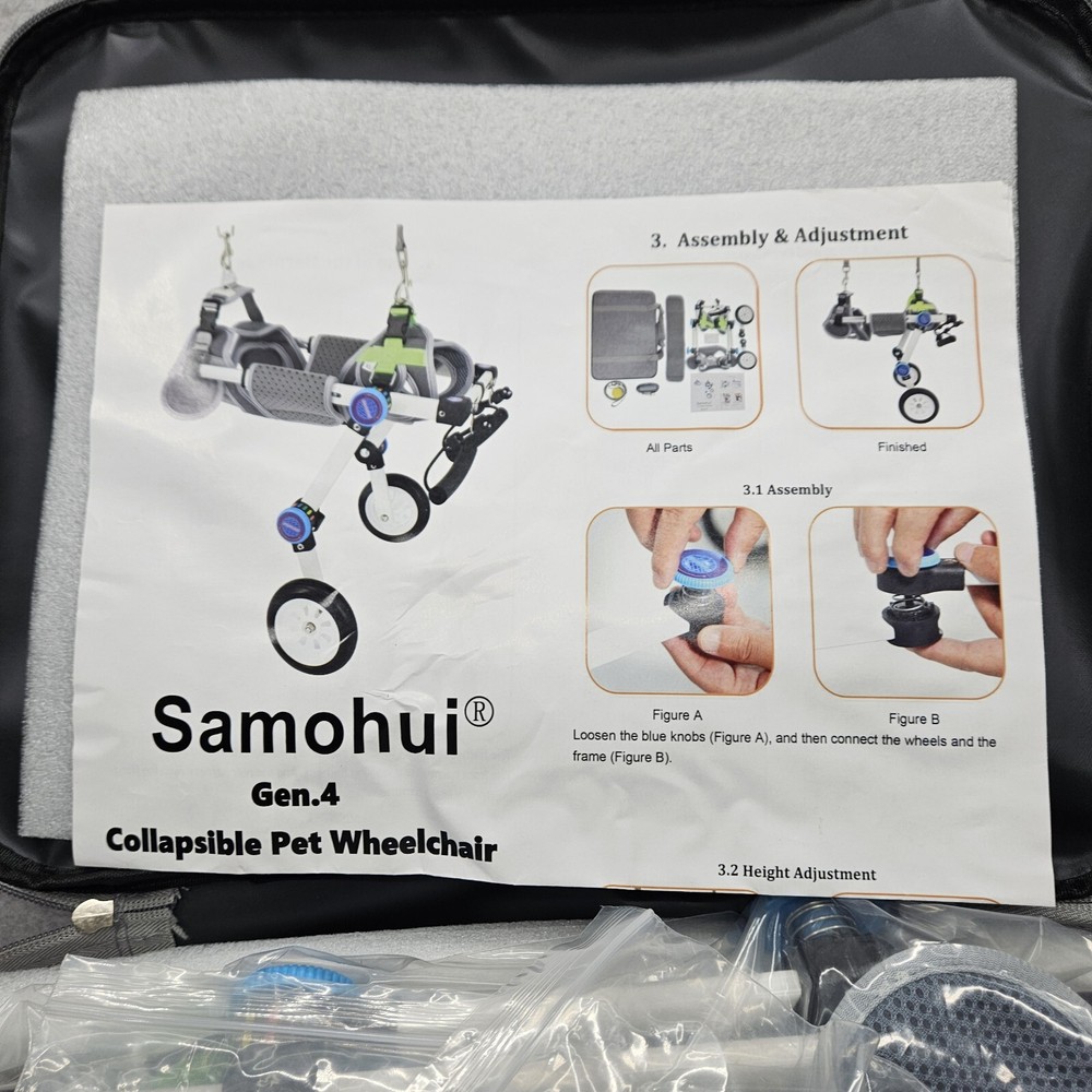 Samohui Adjustable Dog Wheelchairs Mobility Aids for Disabled Pets Foldable Pet