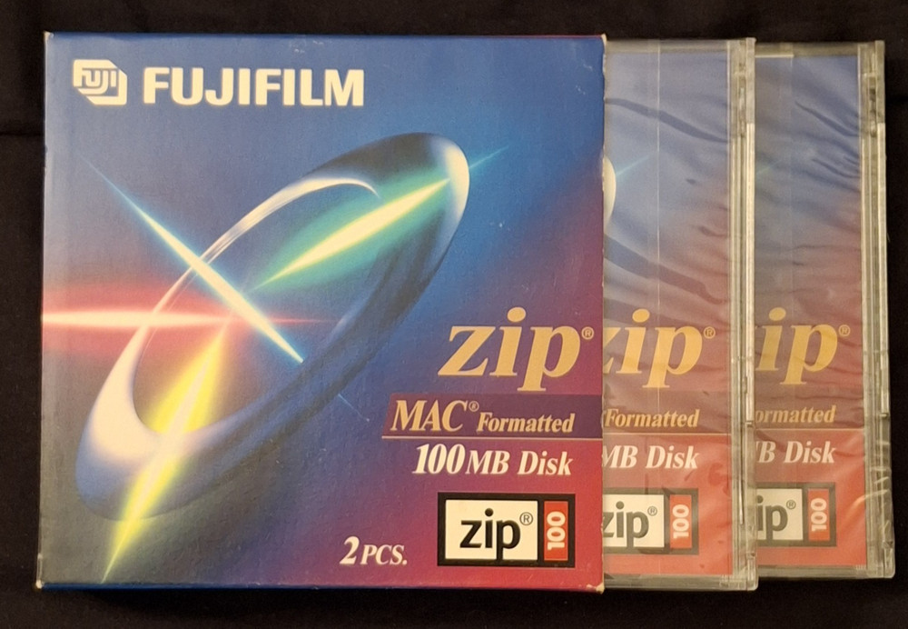 Fujifilm Zip Disk 100MB – MAC Formatted – Vintage Data Storage – Sealed 2-Pack