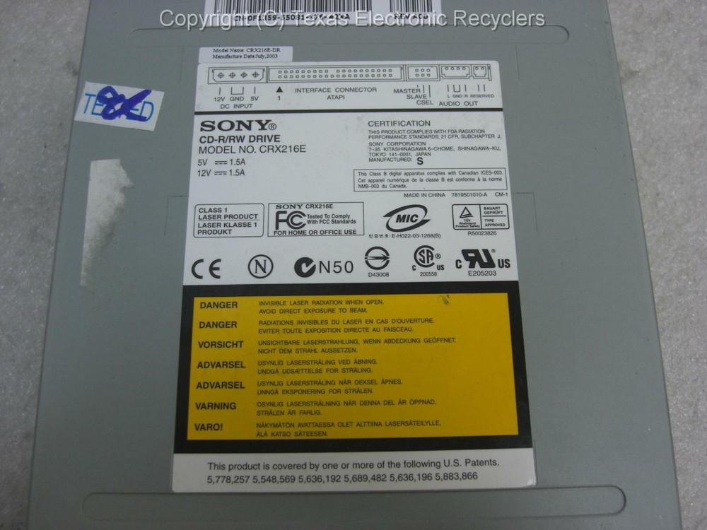 Sony crx216e cd-r/rw Drive Tested