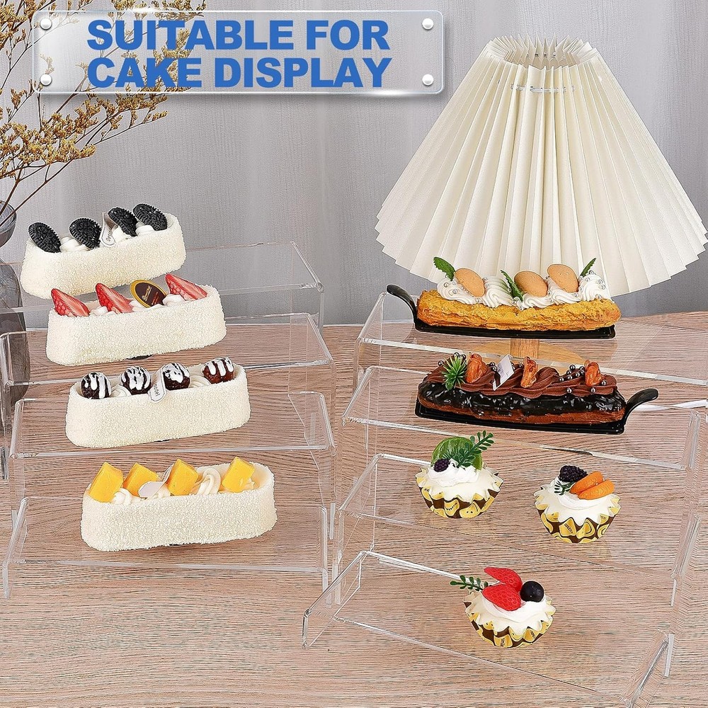 Display Risers 16 Pcs 4 Set 7”L~8”L~9”L Acrylic Riser Display Shelf Clear Risers