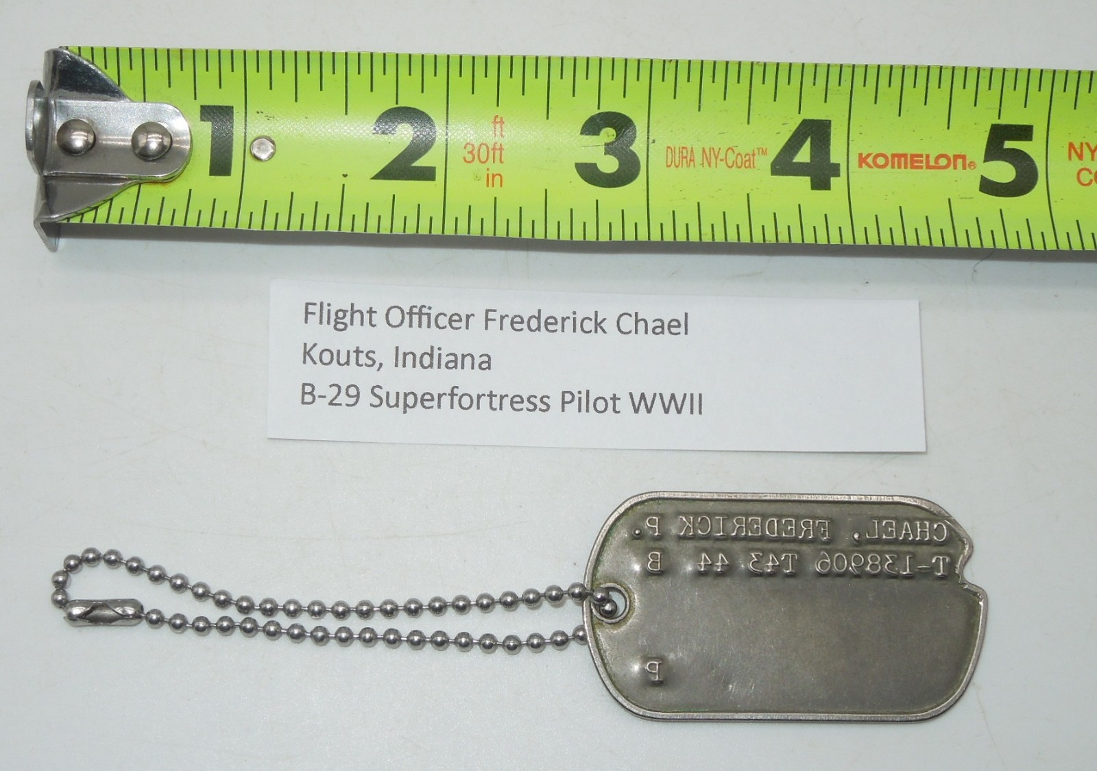 Original WWII US Flight Officer Chael B-29 Superfortress Pilot Dog Tags DTC2