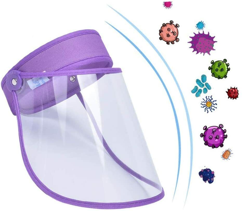 Adjustable Face Shield with Headband Clear Visor Purple Adjustable Visor 2 Pack