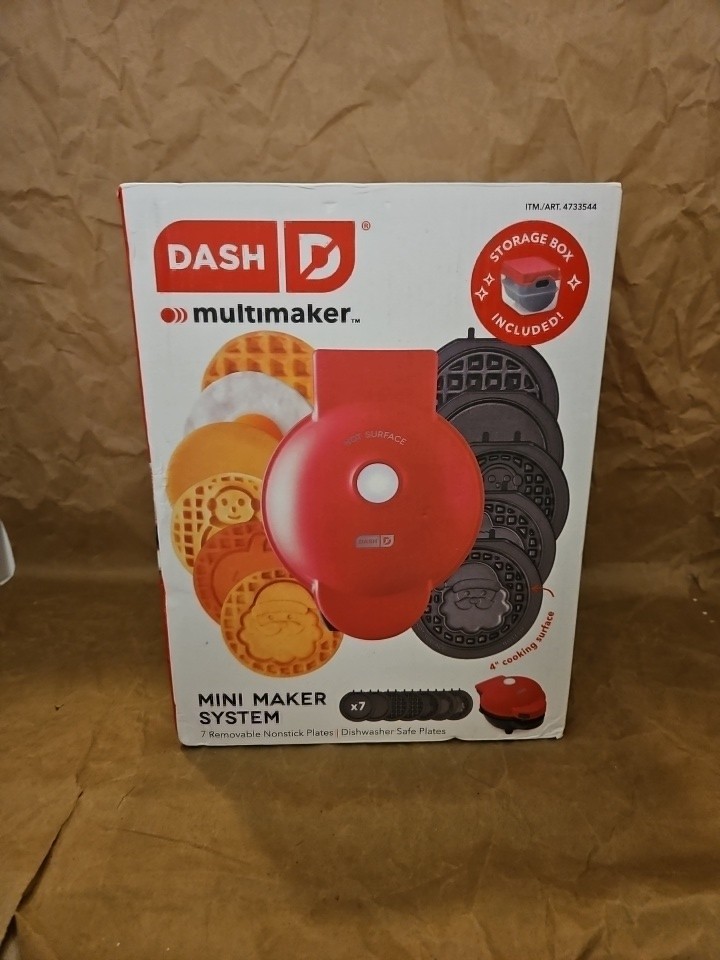 Dash MultiMaker™ Mini System Holiday Waffle Maker with 7 Removable Plates-NEW