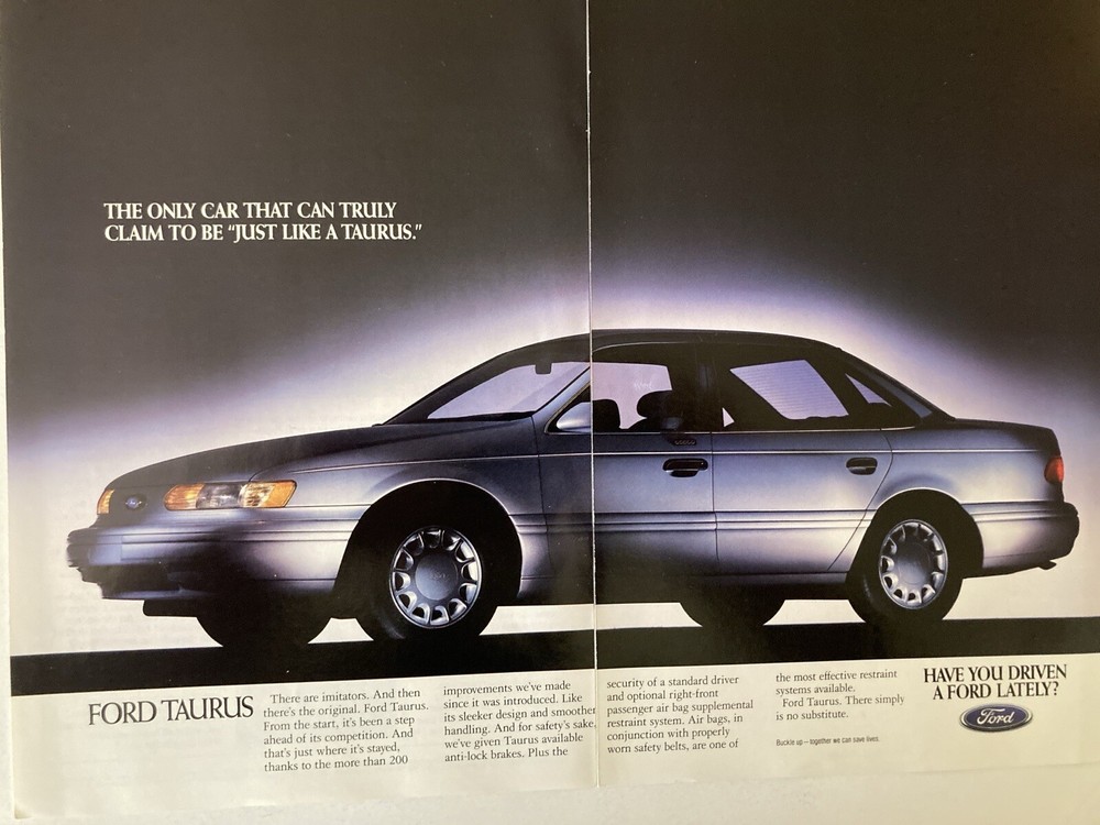 1993 Ford Taurus Two Page Print Ad
