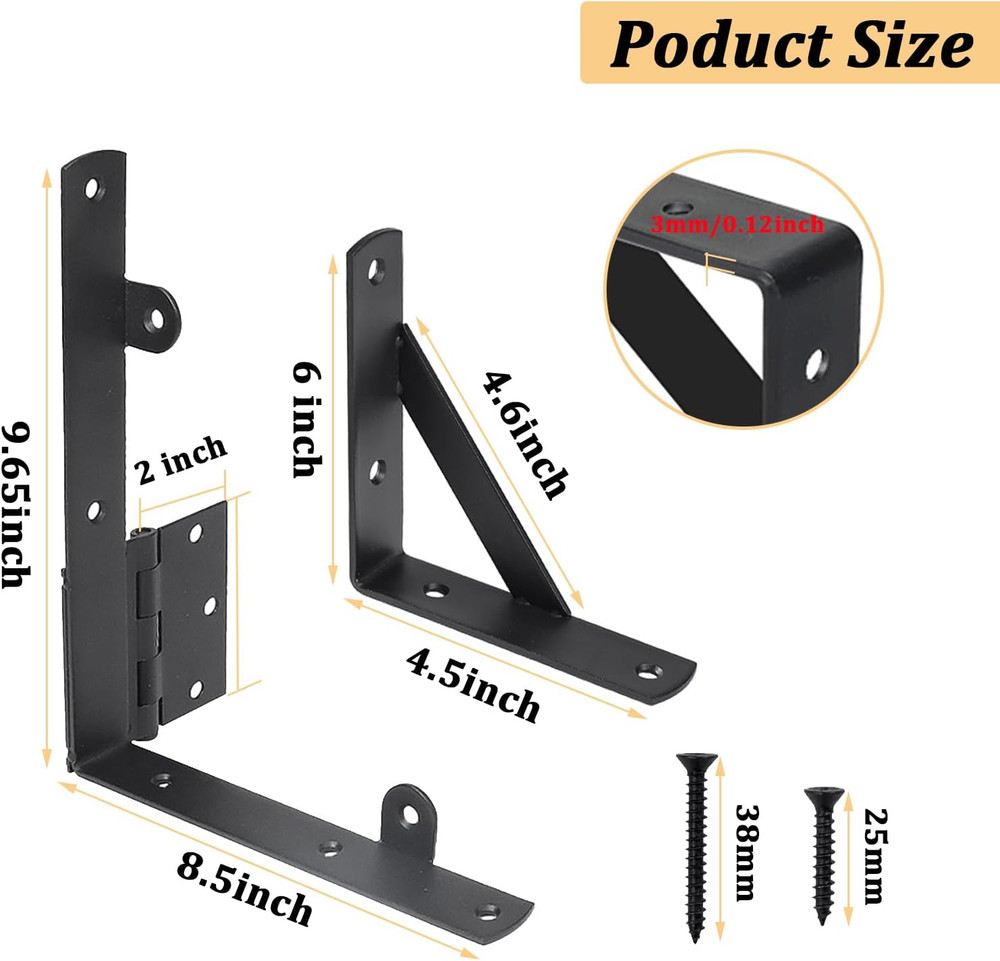 Heavy Duty Fence Gate Kit, Gate Corner Brace Bracket with a Self-Locking Gate La