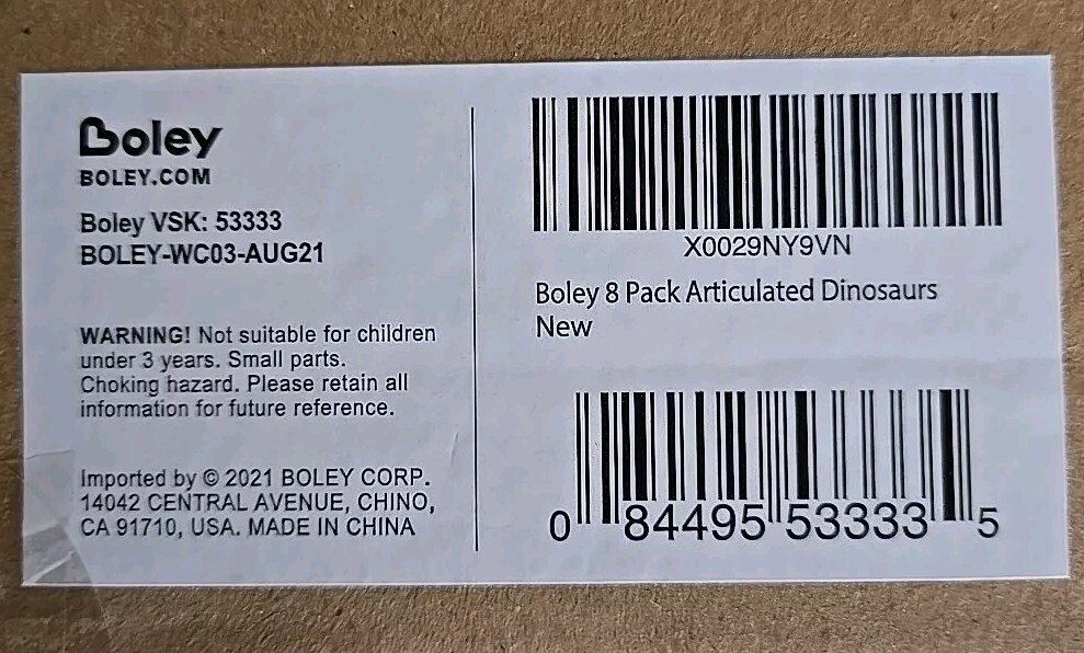 Boley 8 Pack 8" Authentic Dinosaur Set, The Gosnell Model - Educational...