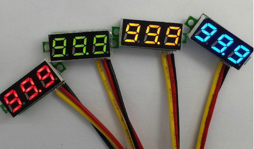 10pcs Mini DC 0-100V Blue LED 3-Digital Display Voltage Voltmeter Panel Motor