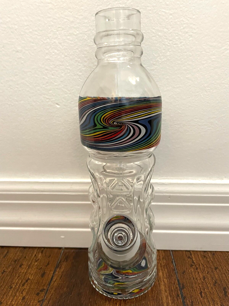9.75” Premium Glass Water Pipe Bottle Rainbow Wave