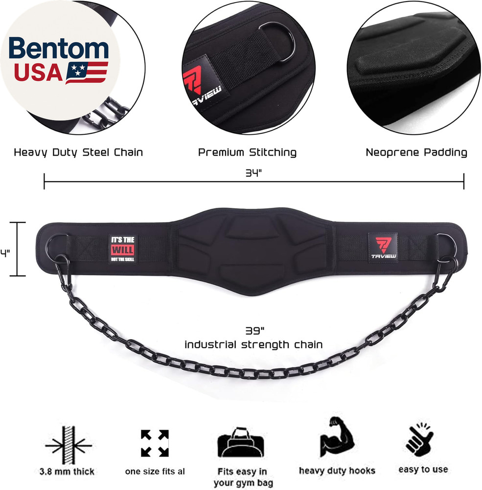 Heavy Duty Dip Belt with Chain - Weighted Pull up Belt for Workout